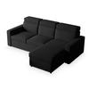 ECKSOFA PADWA Schwarz Kordstoff mit Schlaffunktion - Schwarz, Holz (227/168cm) - MASSENO