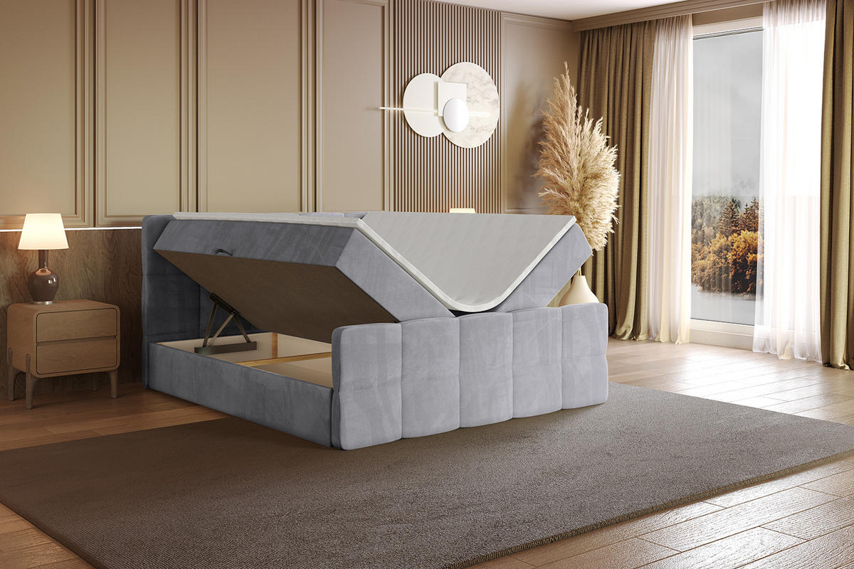 BOXBETT mit Matratze H4 und Lattenrost - LIRO-Z - 180x200 - Grau Monolith - Grau, Holzwerkstoff (180/200cm) - ALTDECOR