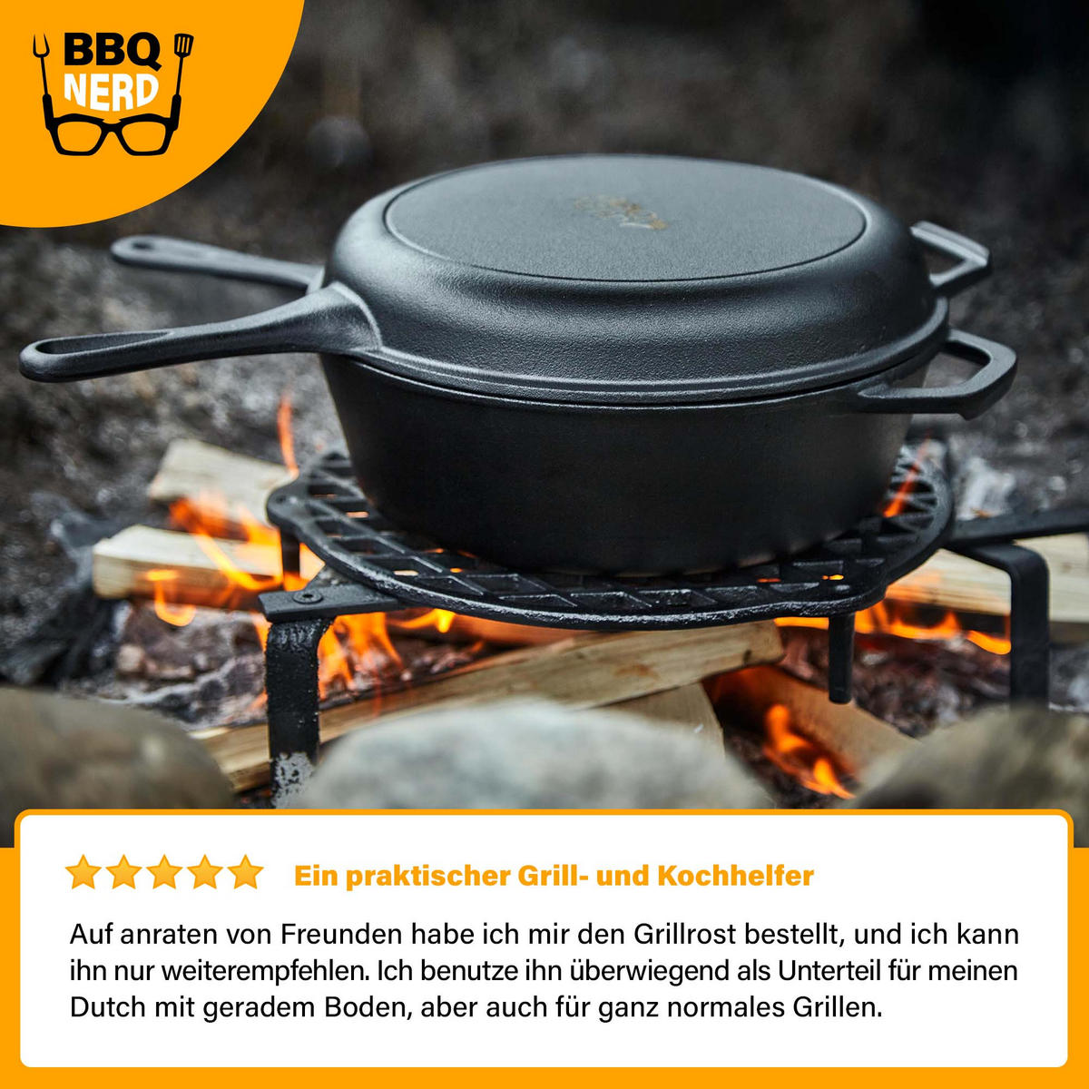 STAPELROST Gusseisen Ø22cm für 4,2L Dutch Oven Feuertopf - Schwarz, Metall (21/5/21cm) - BBQ Nerd