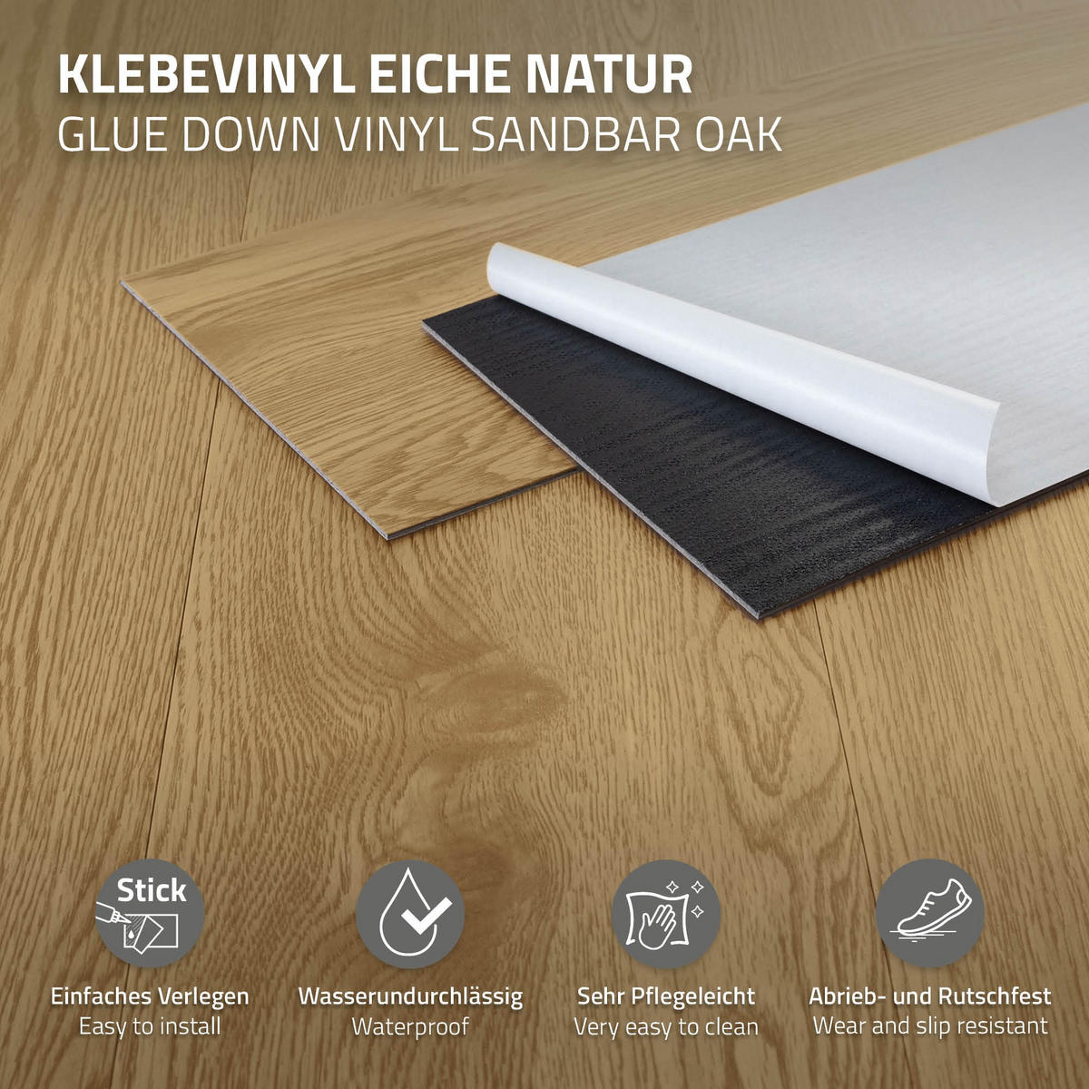 VINYLBODEN selbstklebend 2,23m²/16 Dielen Natur Eiche - Naturfarben, Kunststoff (91.5/15.3/0.2cm) - ML-DESIGN