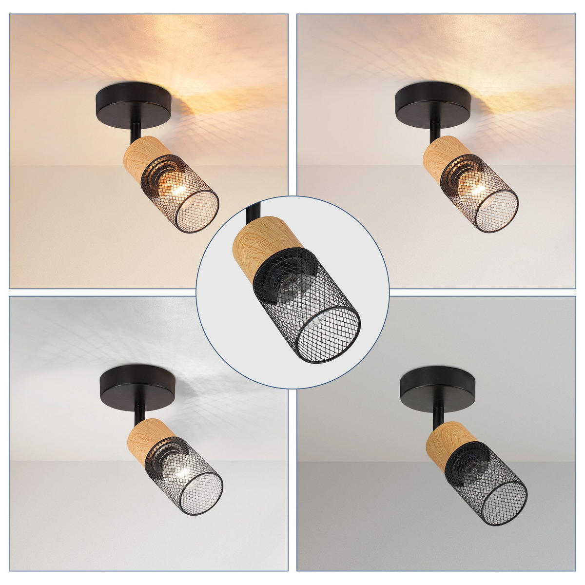 DECKENSTRAHLER Helliga 20/21/9 cm - Schwarz, Metall (9/20/21cm) - ZMH