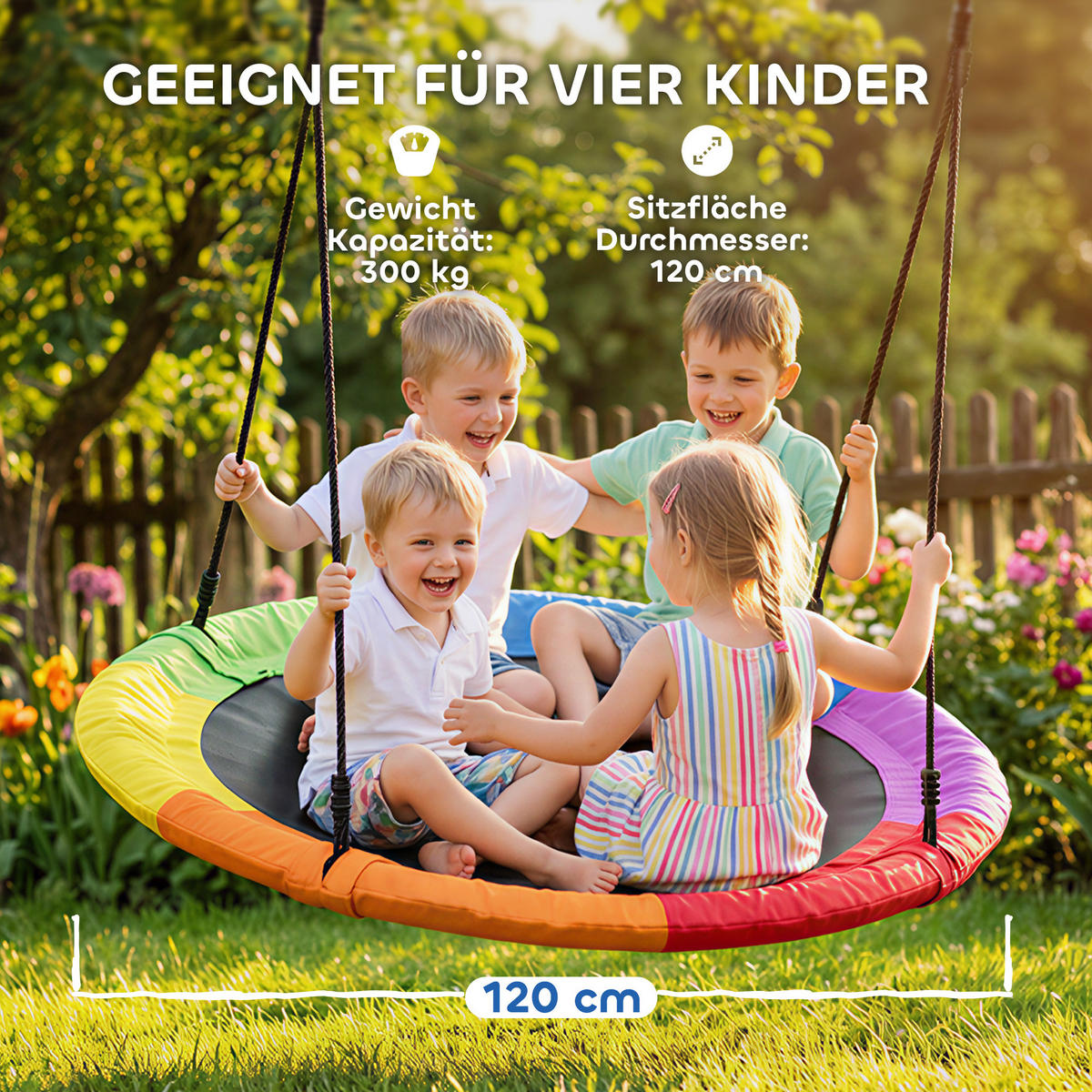 NESTSCHAUKEL Oxford-Gewebe PE Mehrfarbig - Multicolor, Textil (120/120cm) - AIYAPLAY