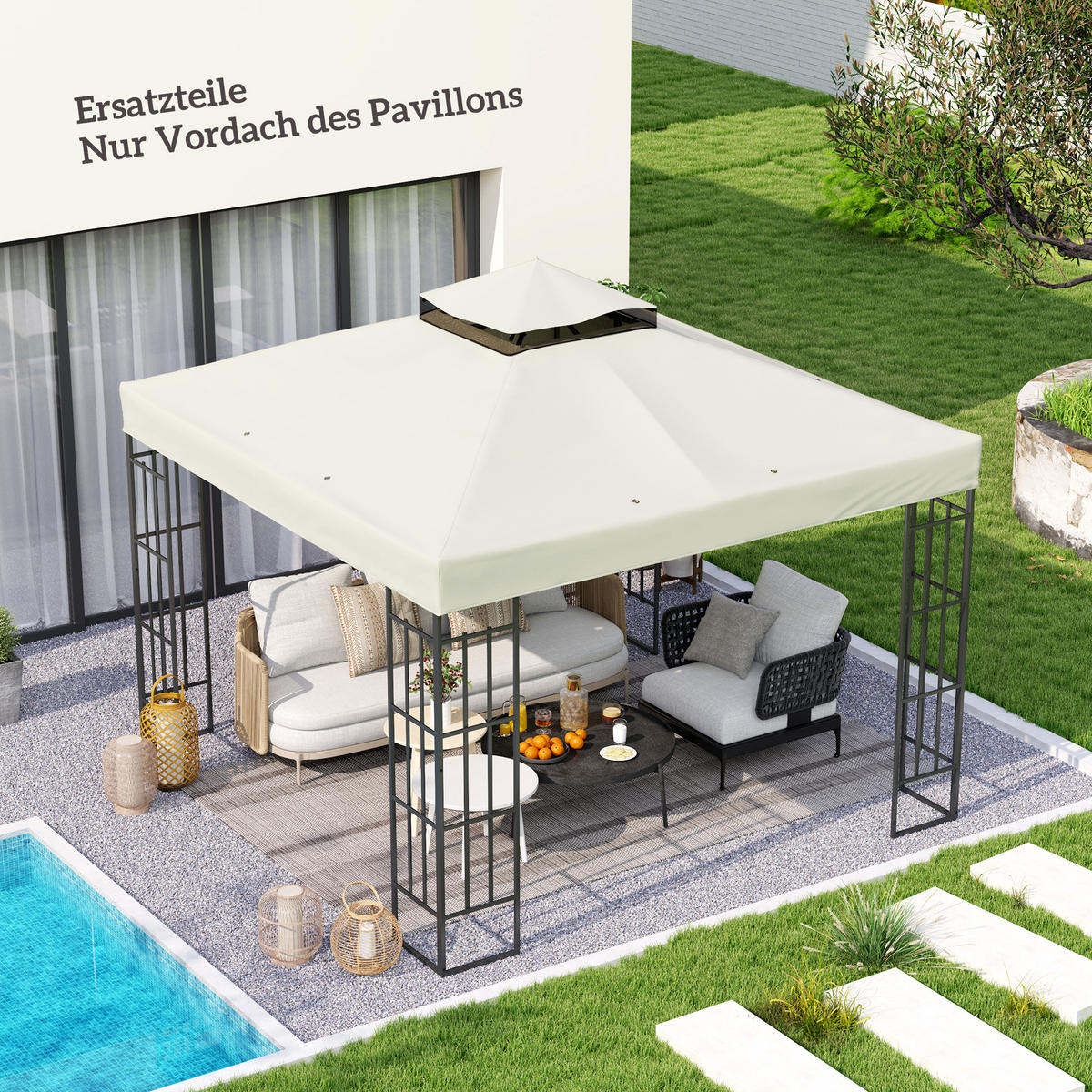 ERSATZDACH für Pavillon 3 x 3 m - Hellgrau, Kunststoff (300/1/300cm) - Outsunny