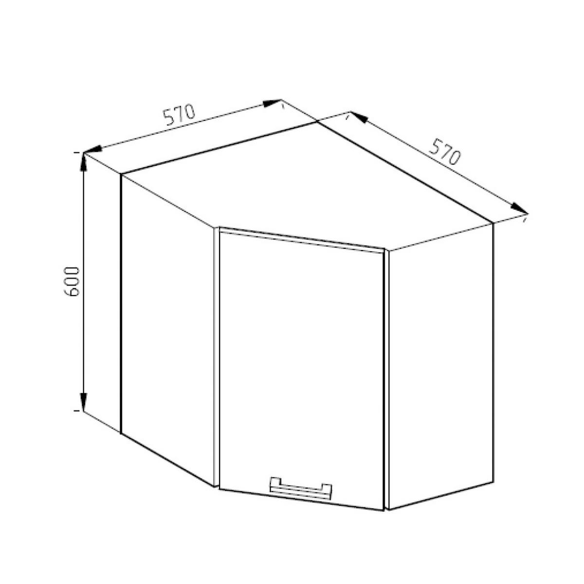 ECKHÄNGESCHRANK R-Line Weiß Hochglanz 57 cm - Honigeiche/Weiß Hochglanz, Holzwerkstoff (57/60/34.1cm) - Vicco