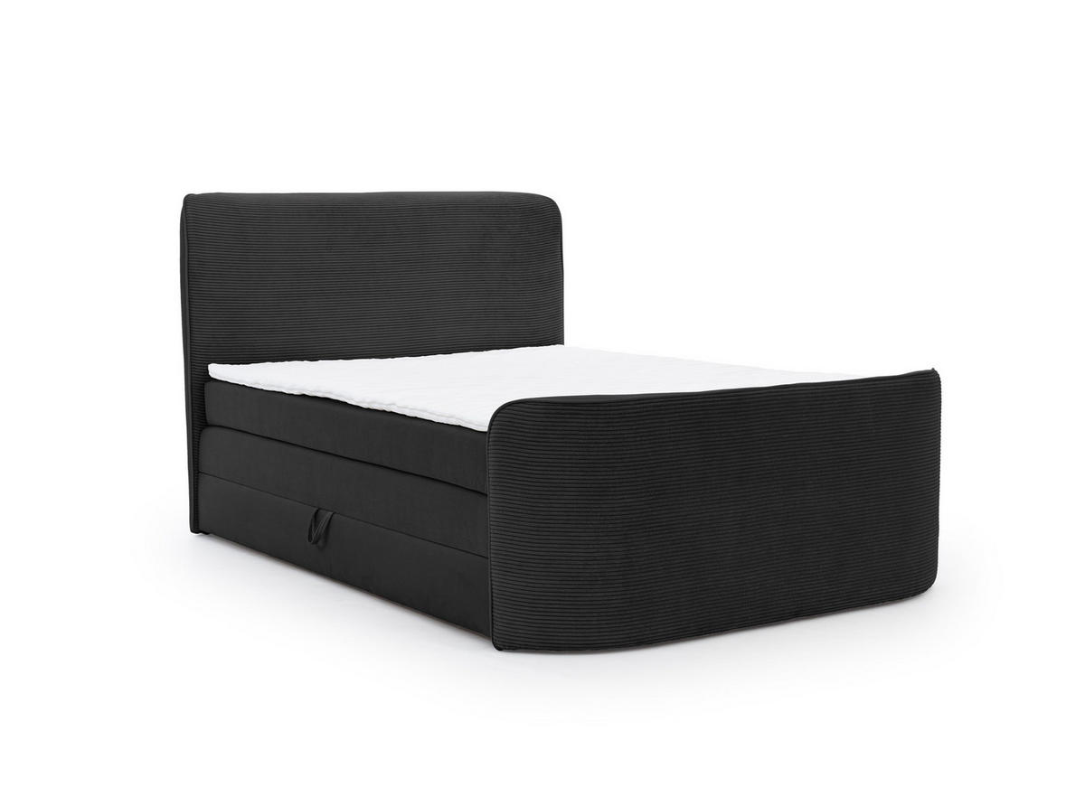 BOXSPRINGBETT Body In Stoff Paros - Schwarz, Holzwerkstoff/Textil (180/200cm) - Fun Möbel