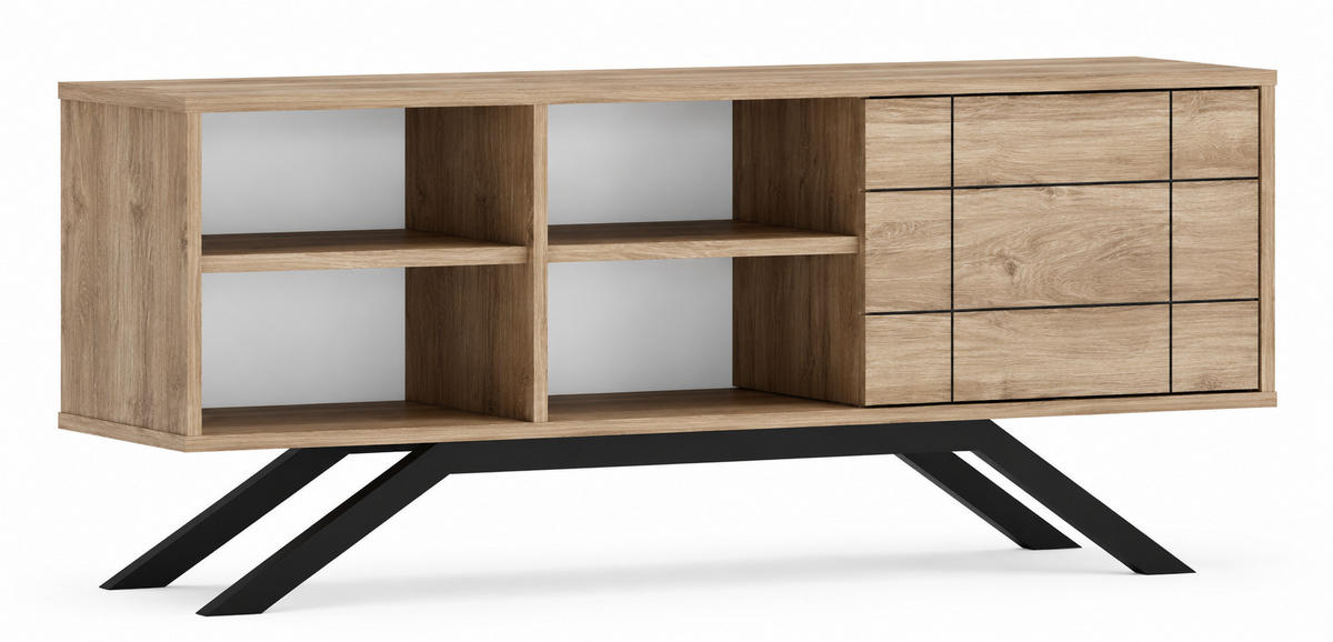 TV-ELEMENT North Walnuss Schwarz - Walnussfarben/Schwarz, Holzwerkstoff (130/58.6/38.6cm) - Decorotika