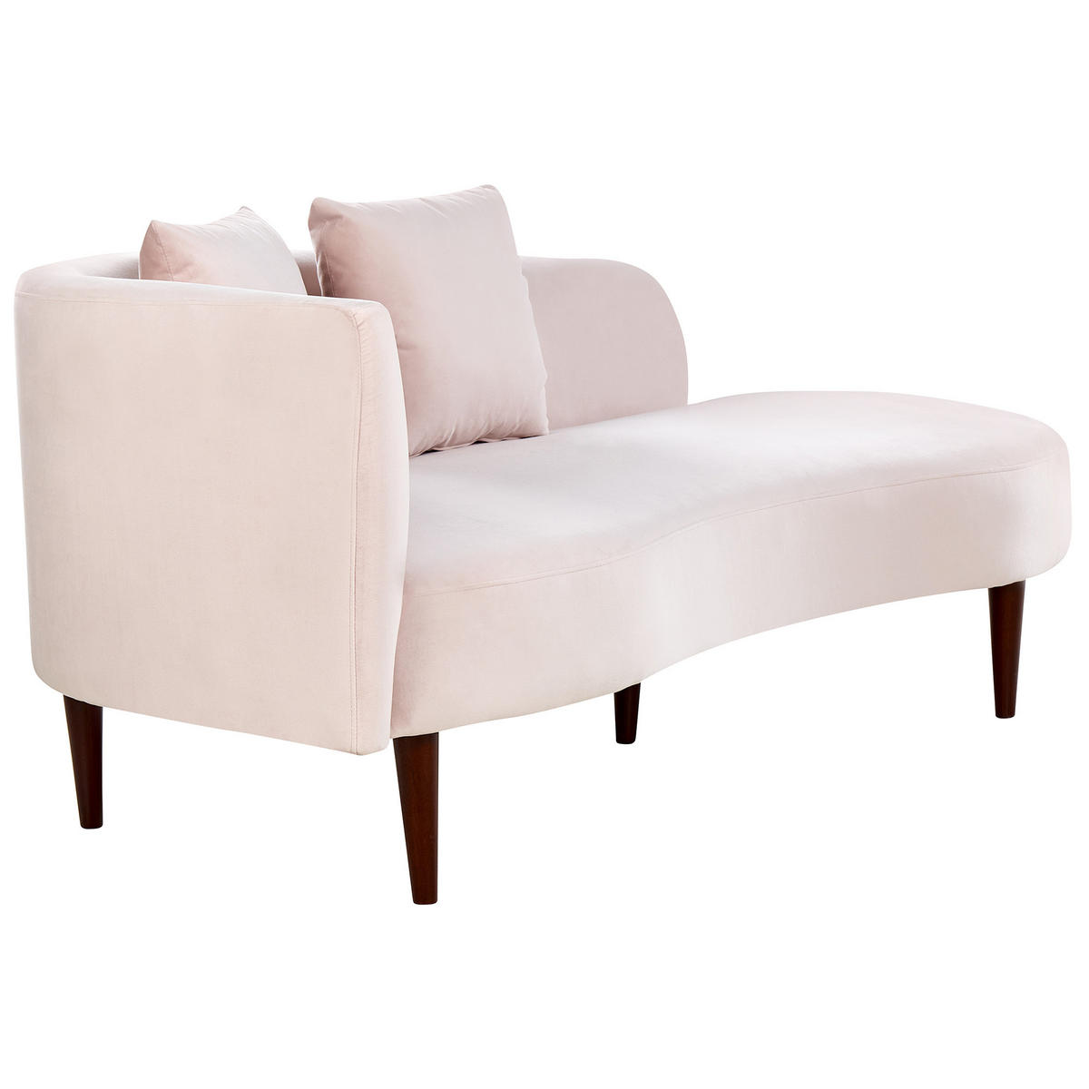 CHAISELONGUE Samtstoff pastellrosa linksseitig Chaumont - Pink/Dunkelbraun, Textil (168/75/66cm) - Beliani