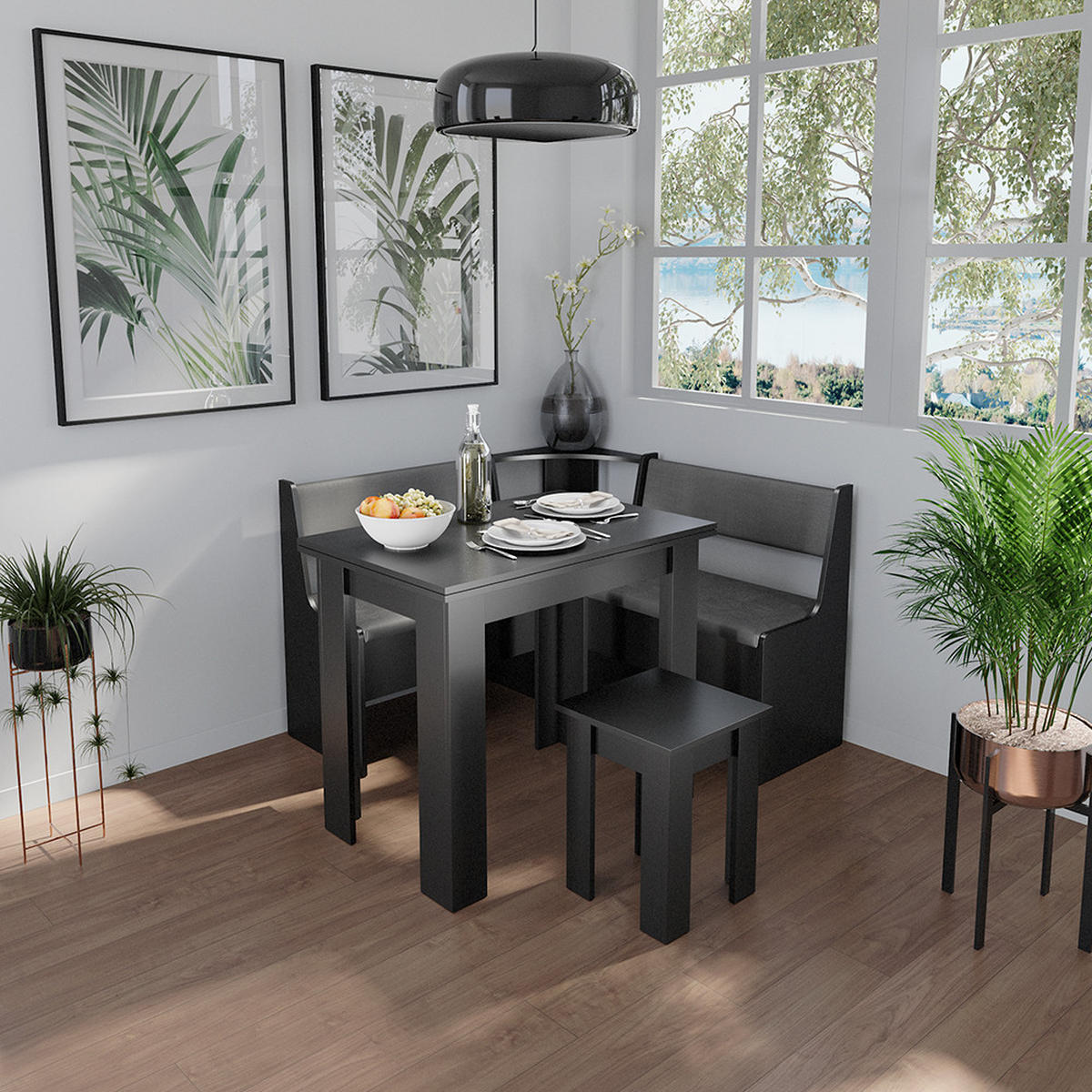 ESSZIMMER-BANK Roman Schwarz 76.6 x 41.5 cm - Schwarz, Holzwerkstoff (41.5/80/76.6cm) - Vicco