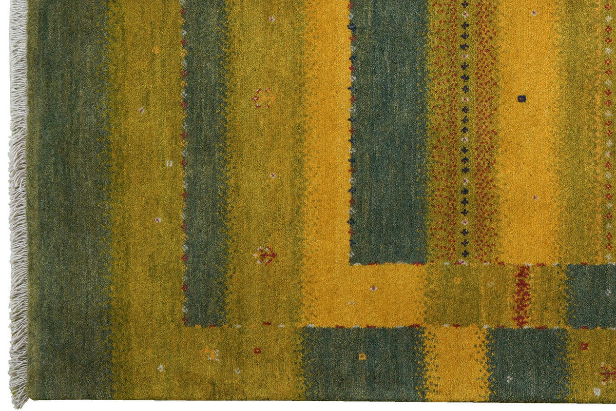 TEPPICH Rizbaf Grün 199/155 cm Schurwolle - Grün, Textil (155/199cm) - Looma