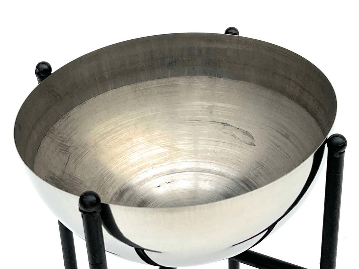 BLUMENHOCKER Metall mit Topf Schwarz Silber 25 cm 96257 S - Schwarz, Metall (15/25/15cm) - DanDiBo