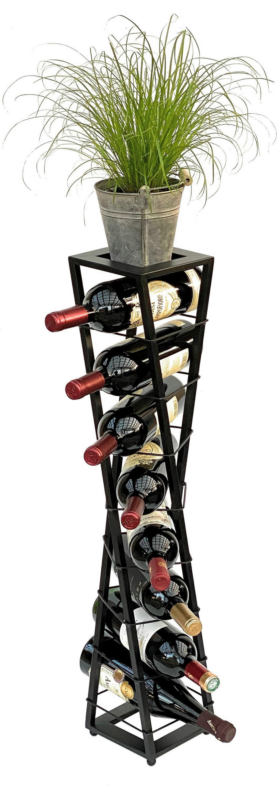 WEINREGAL Stehend Metall Schwarz 80 cm Esperanza  - Schwarz, Metall (15.5/82/15.5cm) - DanDiBo
