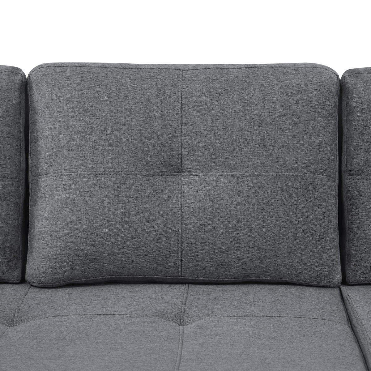ECKSCHLAFSOFA Leinen Grau mit Stauraum, Schlaffunktion und Getränkehalter - Grau, Holzwerkstoff/Kunststoff (211/136cm) - WISHDOR
