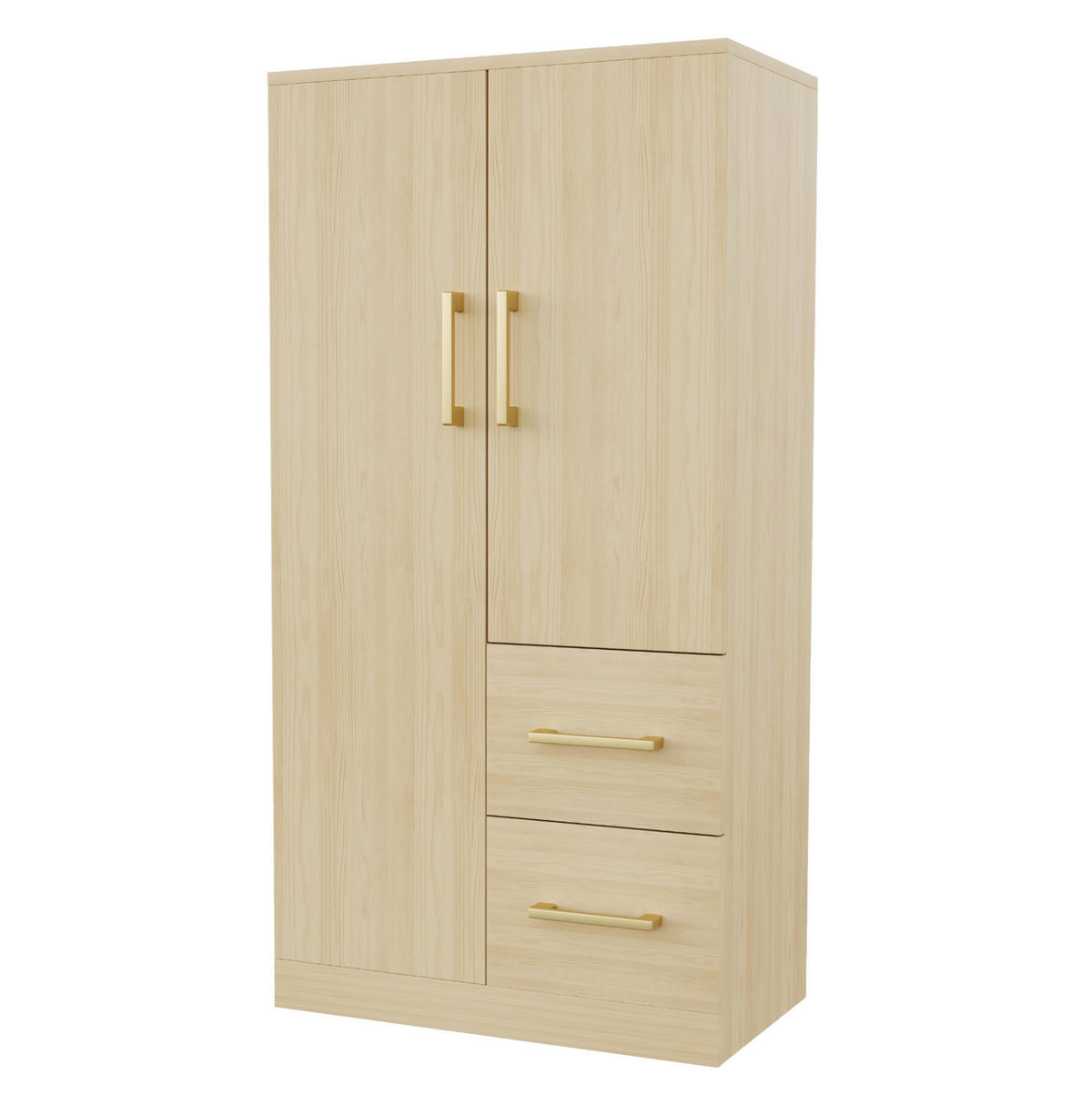 KLEIDERSCHRANK 70/40/135 cm natur aus Holz mit Türen und Schubladen - Naturfarben, Holz (70/135/40cm) - OKWISH