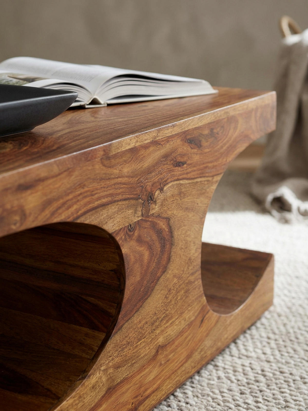 COUCHTISCH Massivholz mit zwei Ablagefächern, handgefertigt und pflegeleicht, Braun 118x70x38 cm - Braun, Holz (70/118/38cm) - KADIMA DESIGN