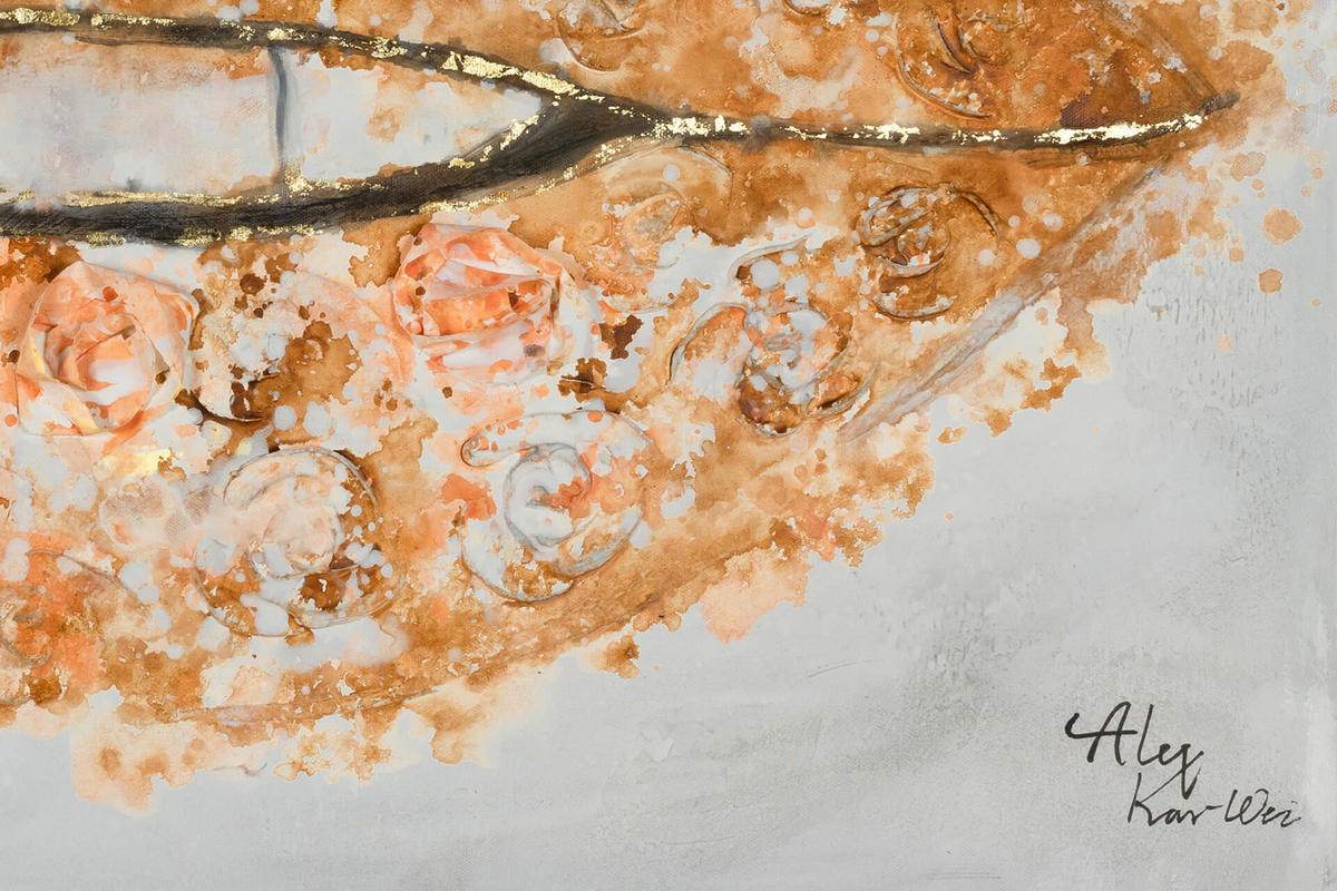 ACRYLBILD HANDGEMALT 90/60 cm - Pink/Grau, Holz/Textil (1.54/60cm) - KUNSTLOFT