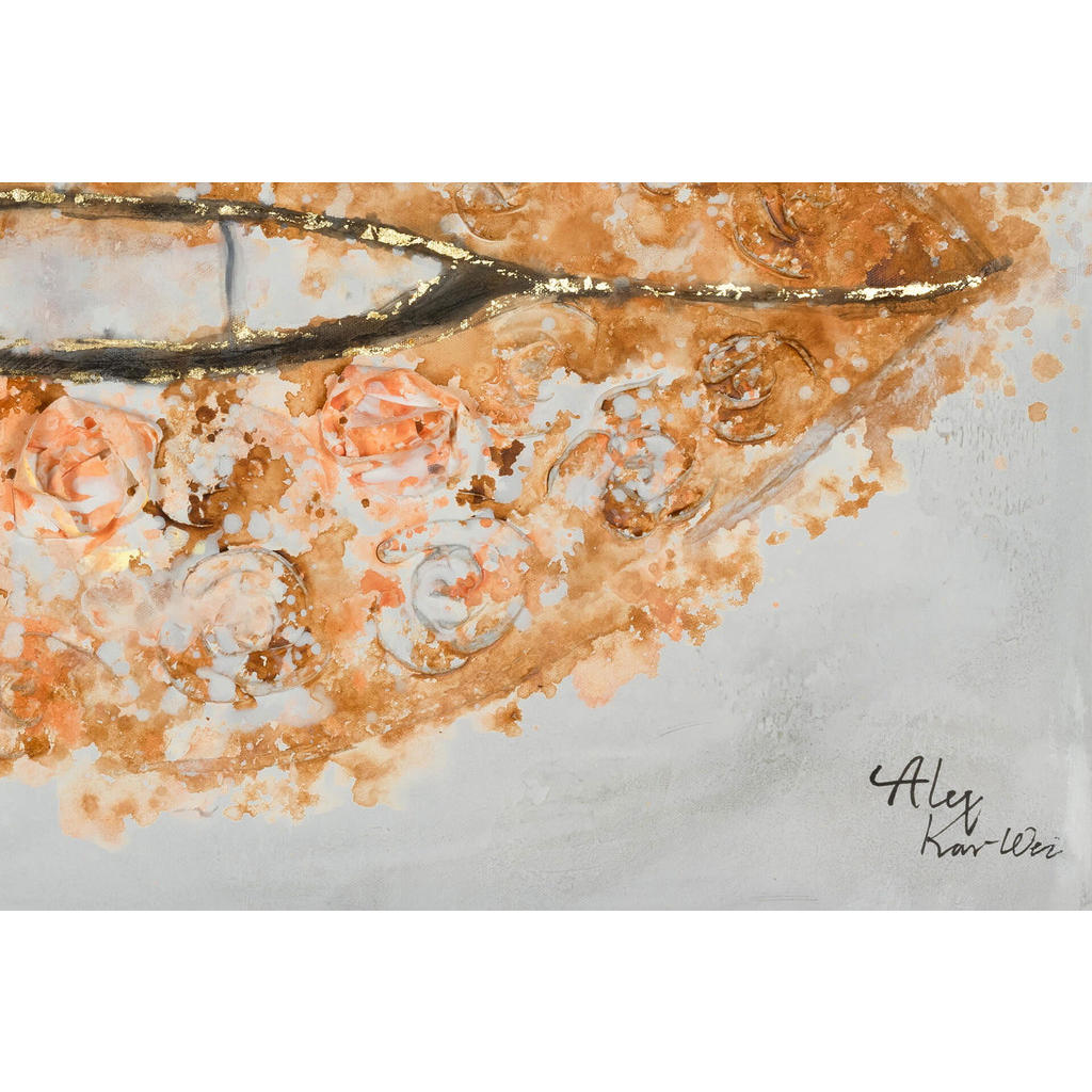 Thumbnail - Kunstloft Acrylbild, Grau, Pink, Textil, Holz, 90x60 cm, Bilder und Zubehör, Wandbilder, Leinwandbilder