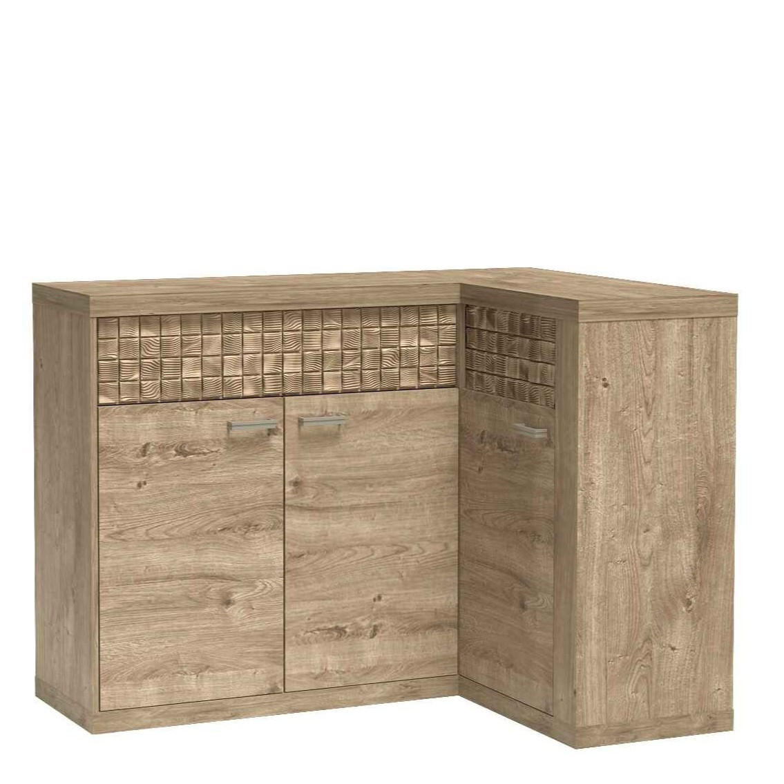 KOMMODE YASUO 132/99/40,5cm mit Schubladen 3 Türen Eichefarben - Eichefarben, Holzwerkstoff (132/99/40.5cm) - MASSENO