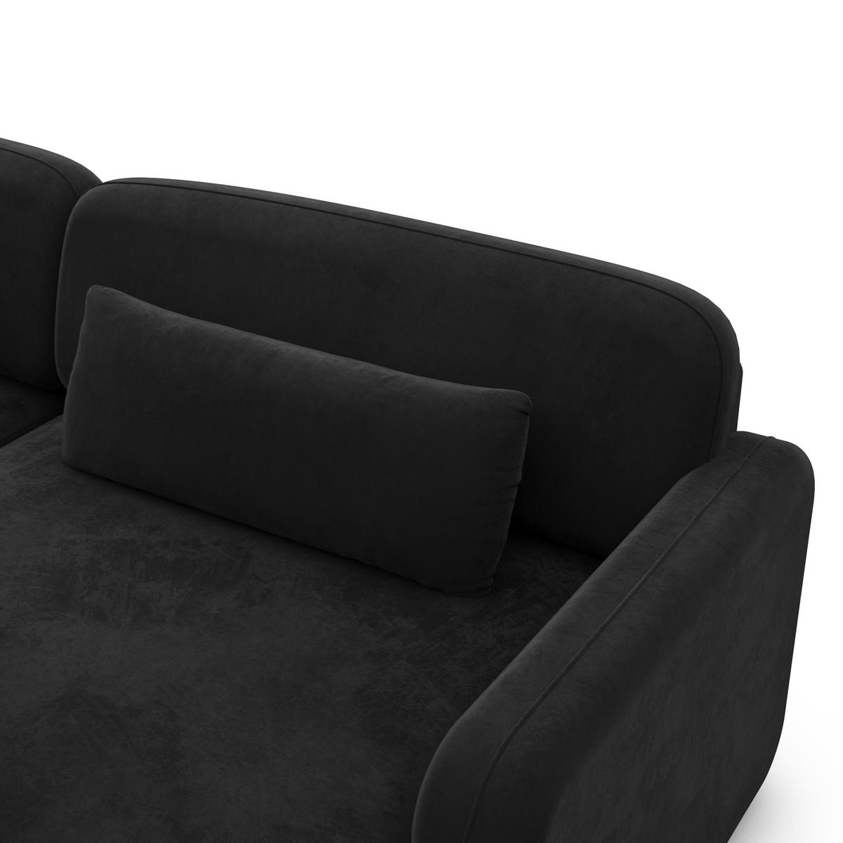 ECKSOFA Valencia L Form Samtstoff Schwarz - Schwarz, Textil (229/229cm) - Sofa Dreams