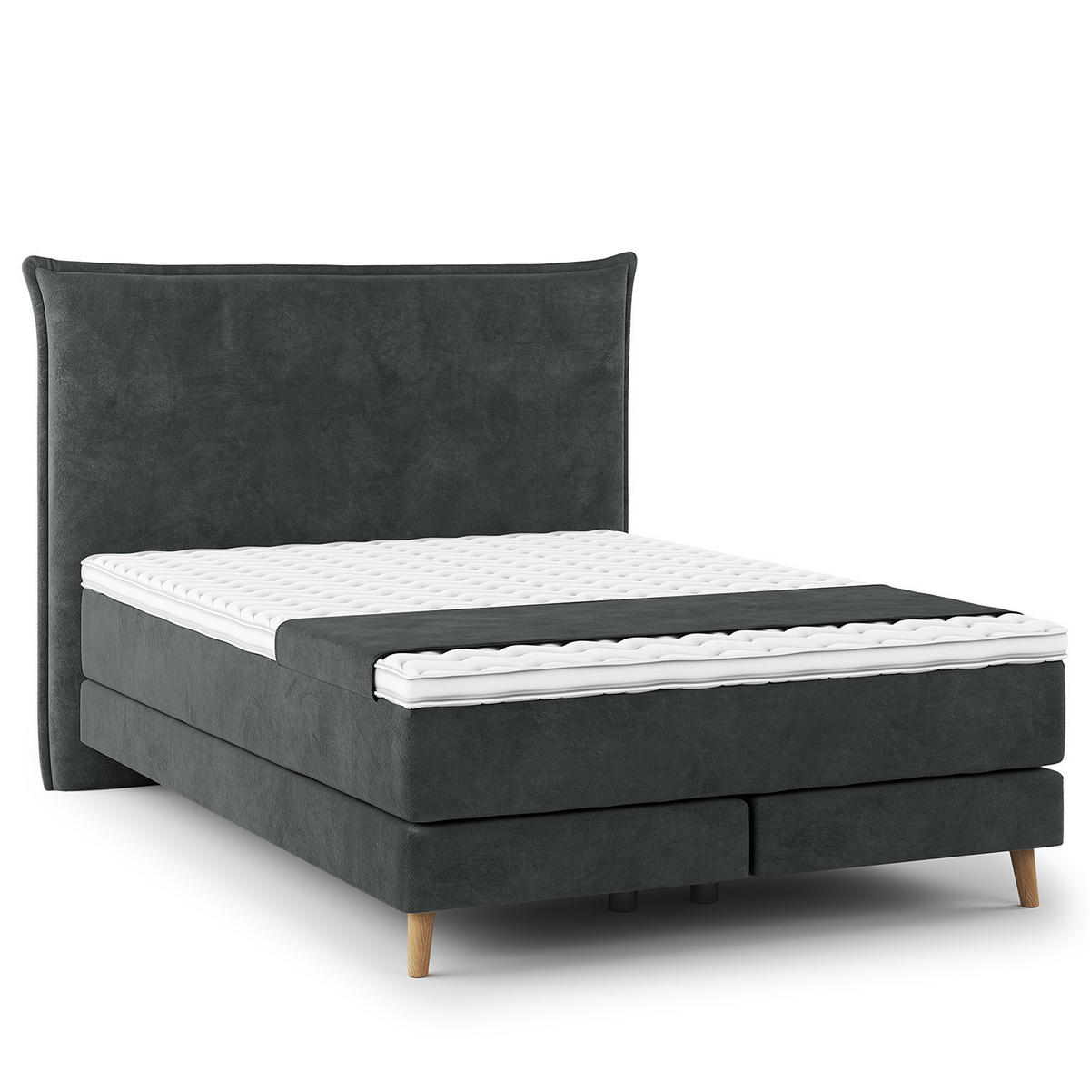 BOXSPRINGBETT - Klassisch - Dunkelblau, Holz (140/200cm) - home24