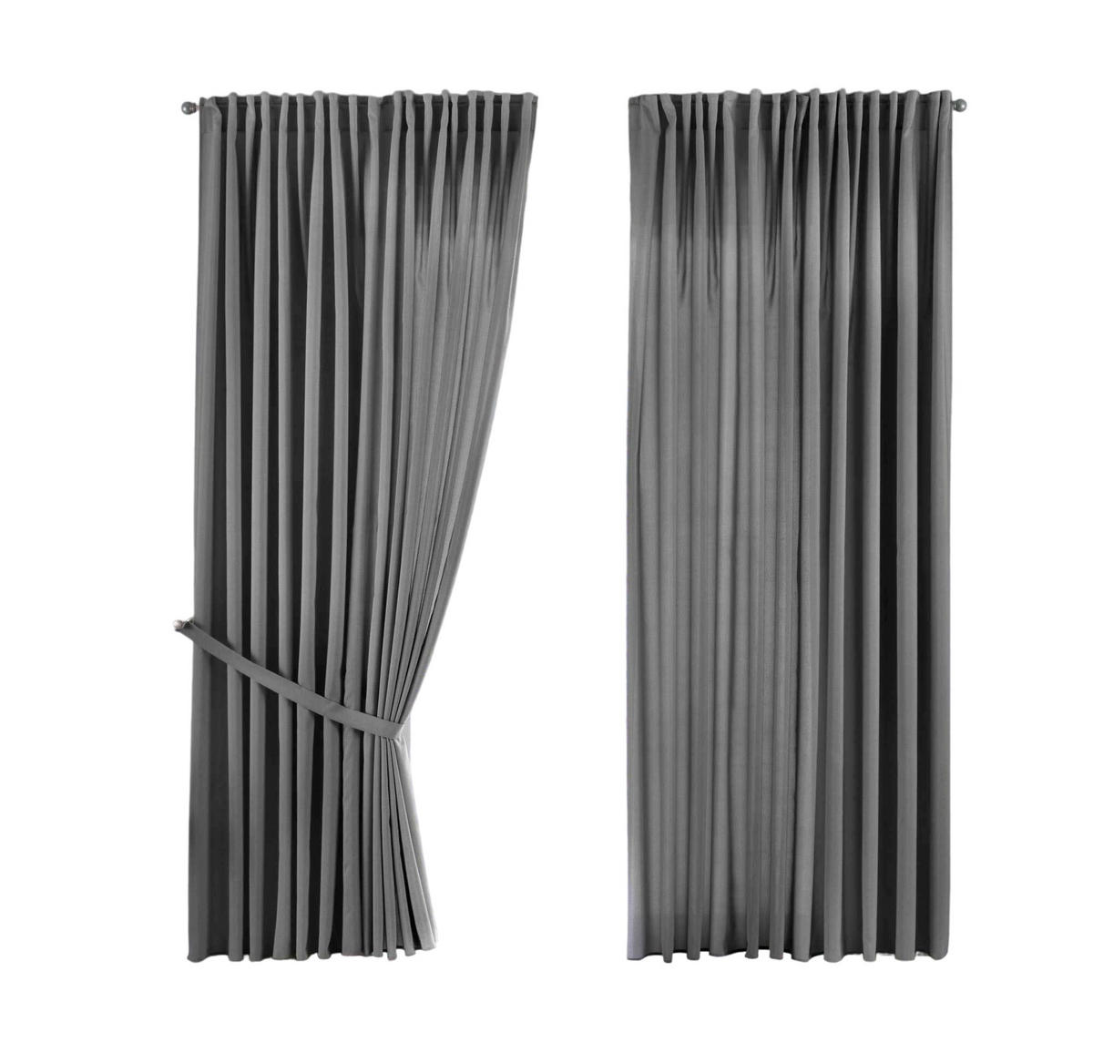 SCHLAUFENGARDINE 2ER SET »Jena« HxB 250x300 cm Grau - Grau, Textil (300/250cm) - Gardinenbox