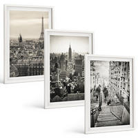 BILDER SET 3er Set - 40x60 cm Weißer Rahmen - Aussicht Paris New York Treppen - Weiß, Kunststoff (40/60cm) - TULUP