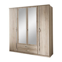 KLEIDERSCHRANK Duo in Eiche San Remo mit Aufleistungen in Chrom– Drehtürenschrank 179 cm Breite - Braun, Holzwerkstoff (120/200/80cm)