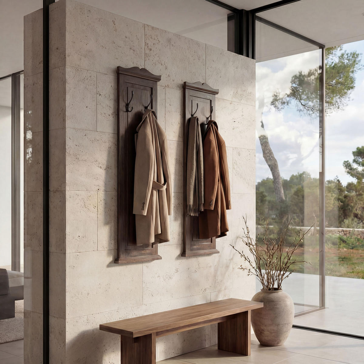 WANDGARDEROBE Braun 2er-Set - Braun, Holz (28/109/5cm) - MCW