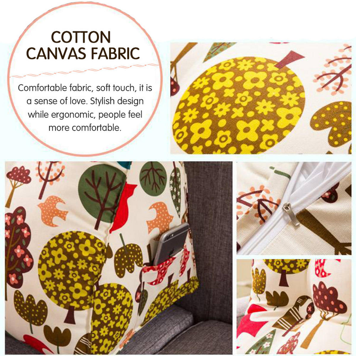 KEILKISSEN Kontur 100% Baumwolle Blumen 60 cm - Waldgrün, Textil (55/60cm) - Vercart