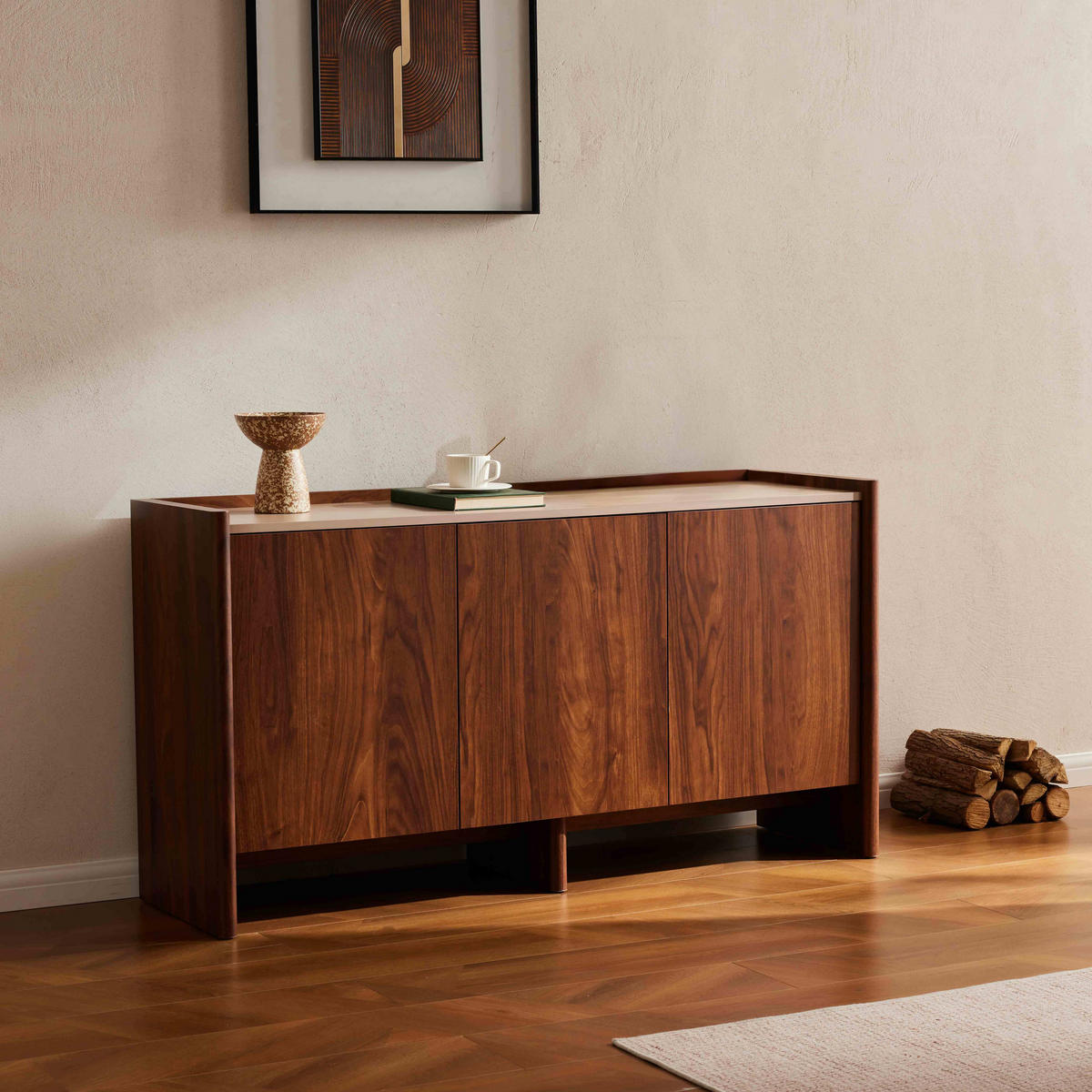 SIDEBOARD 140 cm, dunkles holz - Braun, Holz (40/75/140cm) - Oviala