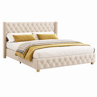 POLSTERBETT mit Lattenrost 180x200 cm Samt Hellbeige - Beige, Metall (180/200cm) - Meubliv