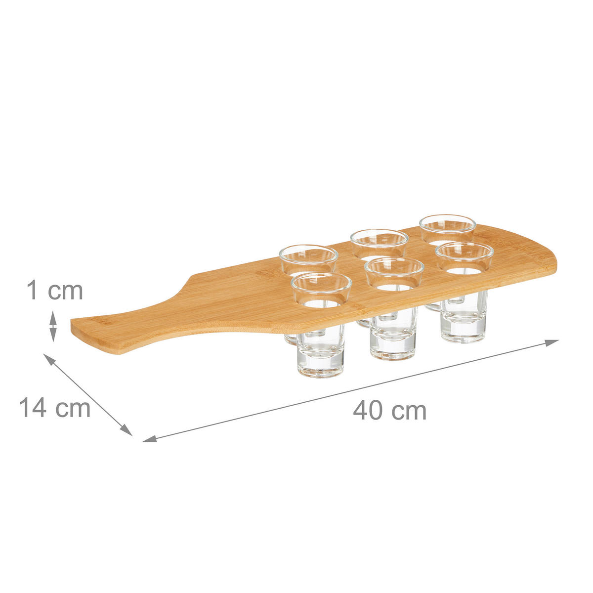 SCHNAPSBRETT - Hellbraun, Glas/Holz (0.04L) - Relaxdays