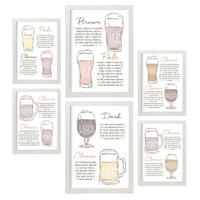 POSTER Set Mit 6 Biersorten Weiß Vollfarbige Illustrationen Von Kaffee & Getränken Im Werbetafel Illustrationen Für & Heim A3 & A4 Weißer Rahmen - Weiß, Papier (29/3cm) - Nacnic