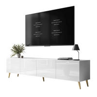 TV-ELEMENT AURA 200 Weiß Hochglanz – Beinfarbe: Gold - Weiß, Holzwerkstoff (200/49/40cm) - Lookway