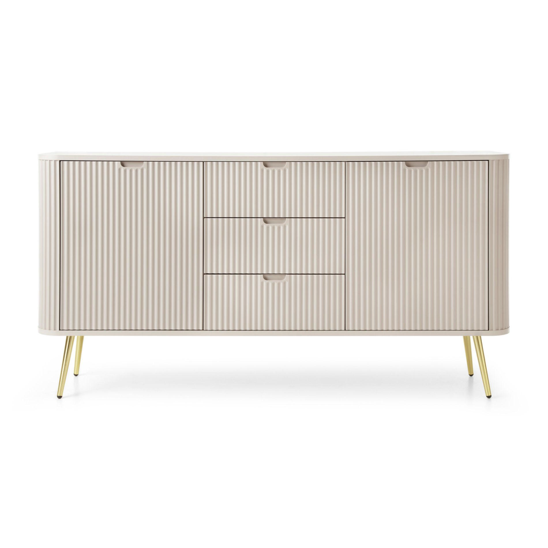 SIDEBOARD Zova Greige mit goldenen Beinen 168 cm - Taupe/Goldfarben, Holzwerkstoff/Metall (168/87/39cm) - Selsey