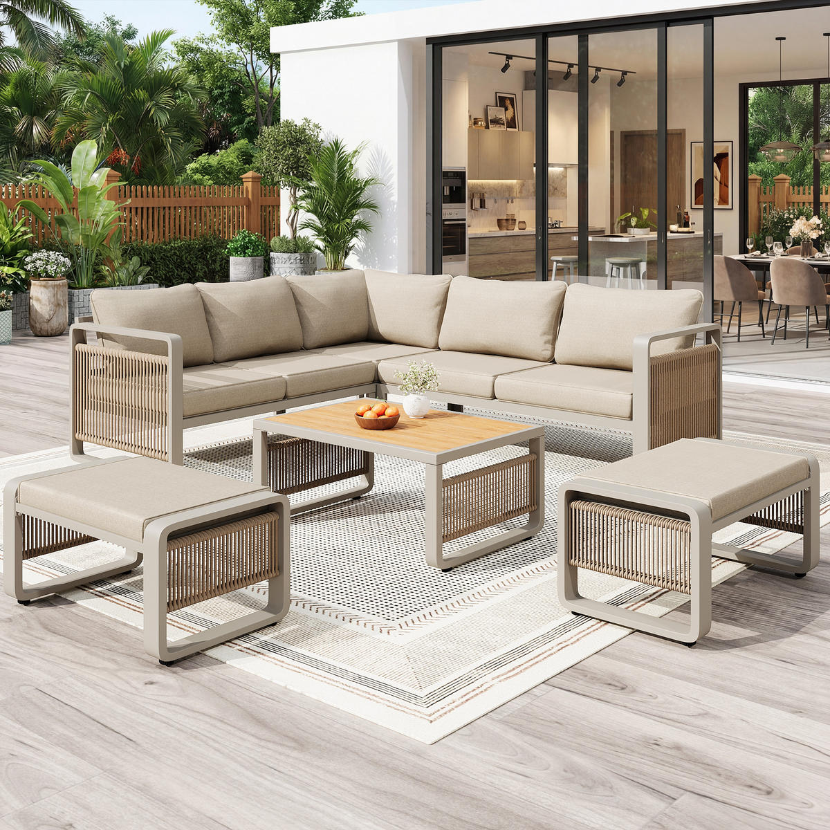 GARTEN LOUNGESESSEL SET Beige - Beige, Metall - ComfortXL