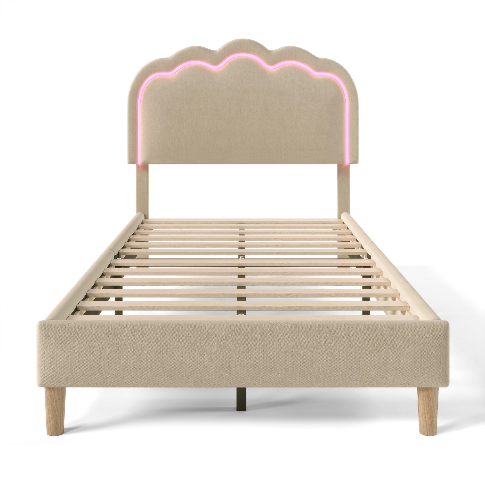 POLSTERBETT 90/190 cm in Beige Samt mit Lattenrost - Beige, Holz/Textil (90/190cm) - KOMHTOM