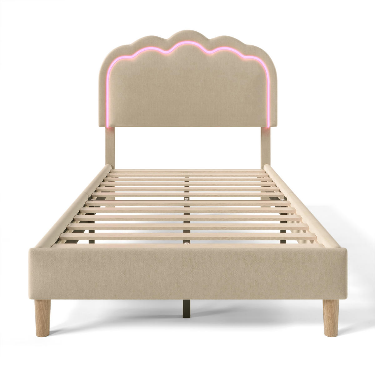 POLSTERBETT 90/190 cm in Beige Samt mit Lattenrost - Beige, Holz/Textil (90/190cm) - KOMHTOM