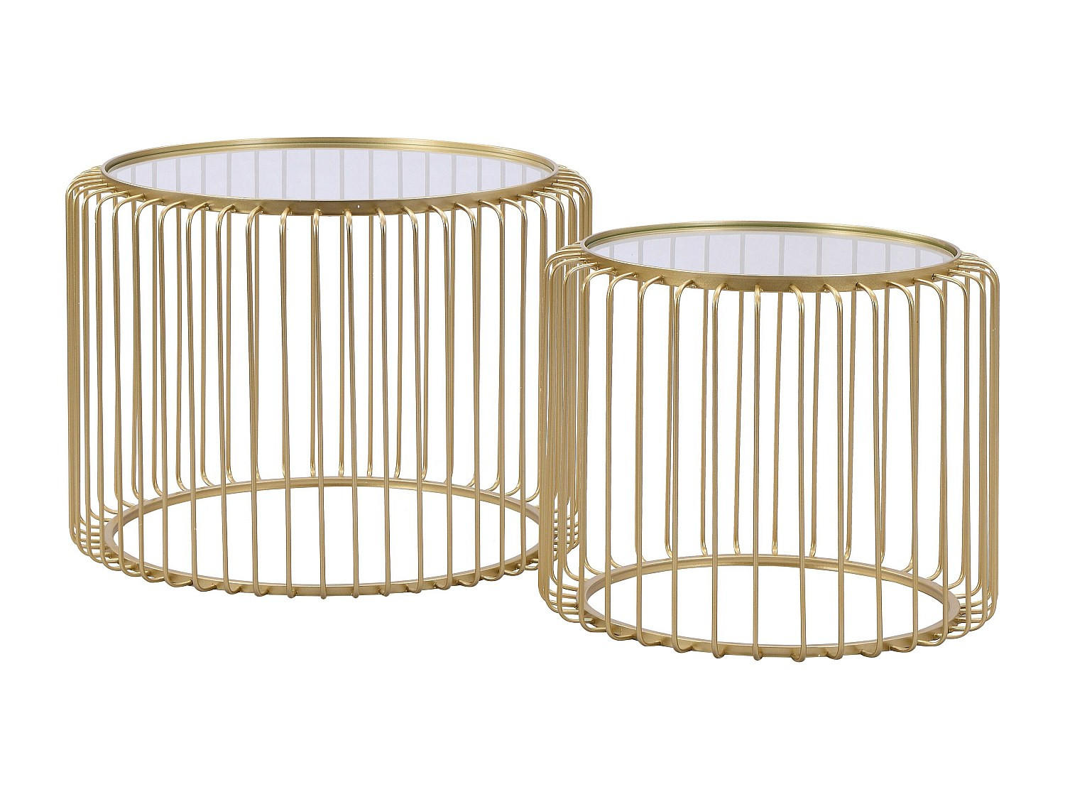 COUCHTISCH 2er-Set - Metall & Glas - Goldfarben - FERIDA - Goldfarben, Glas (68/68/49cm) - Vente-Unique