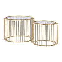 COUCHTISCH 2er-Set - Metall & Glas - Goldfarben - FERIDA - Goldfarben, Glas (68/68/49cm) - Vente-Unique
