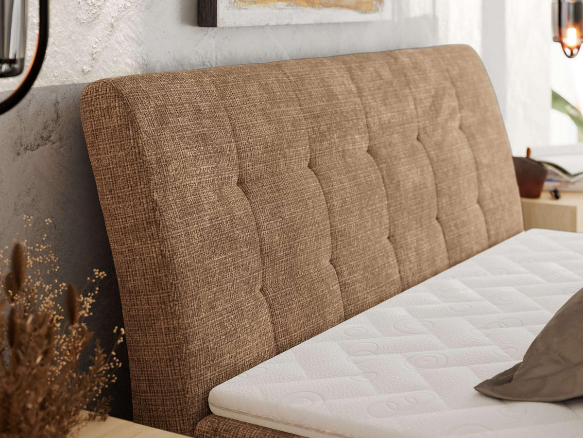 BOXBETT DAGOS 140/200 - Hellbraun Schenille grob gewebt - H4 - Topper T25 - Hellbraun, Textil (140/200cm) - MKS