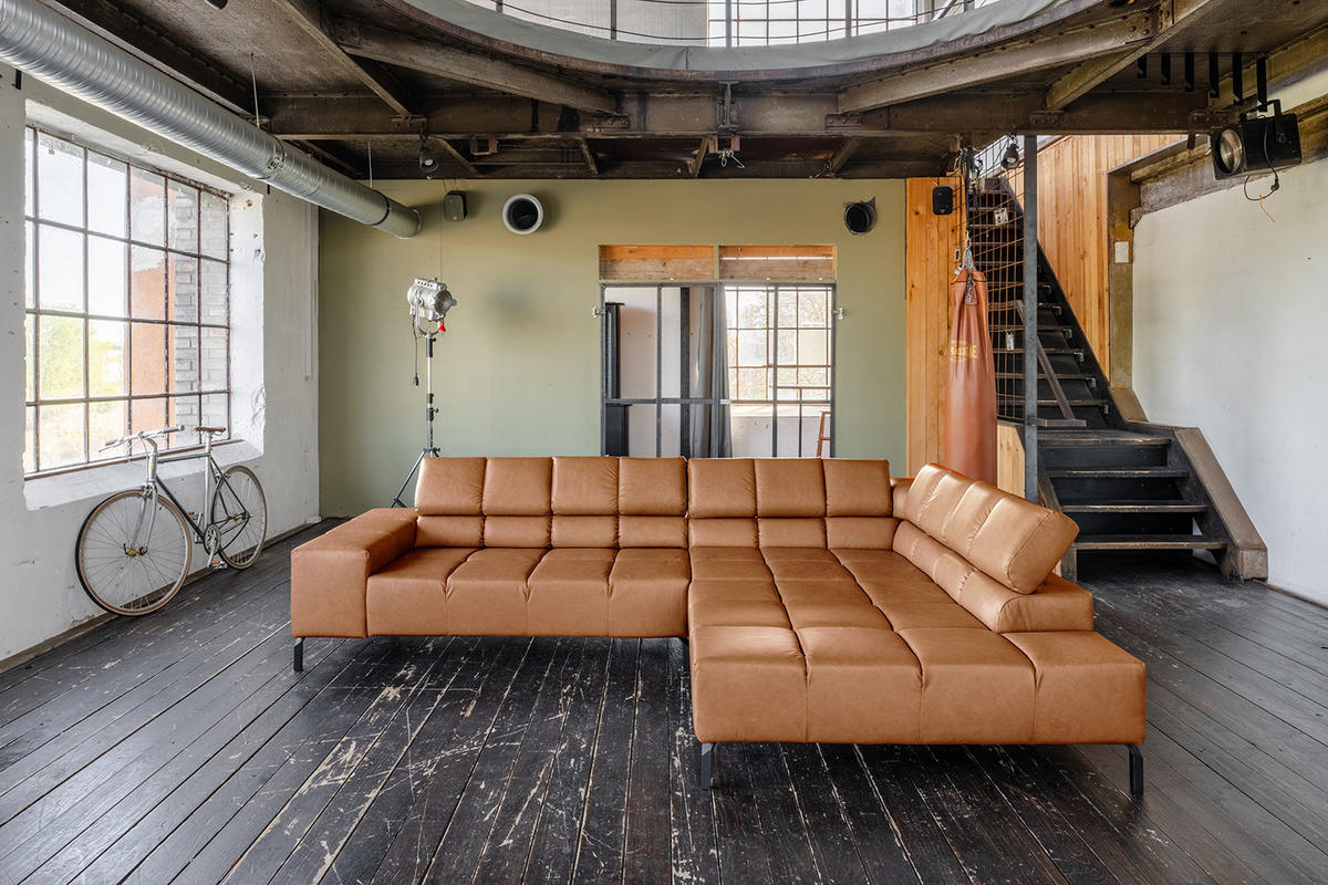 ECKSOFA NELSON Braun Leder Relaxfunktion - Cognac/Dunkelbraun, Leder/Metall (321/216cm) - KAWOLA