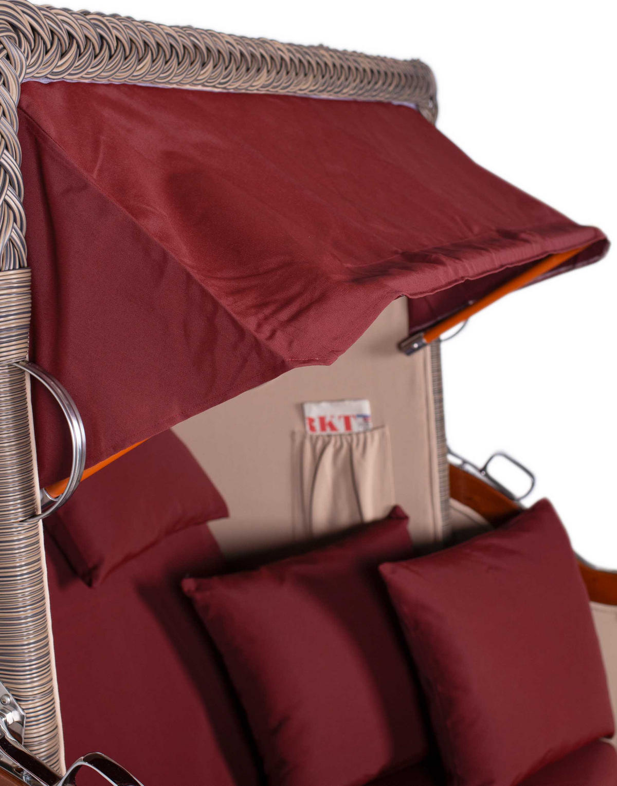 STRANDKORB XXL Düne Grande 2,5 Sitzer - Rot/Braun, Metall (142/170/95cm) - Mr. Deko