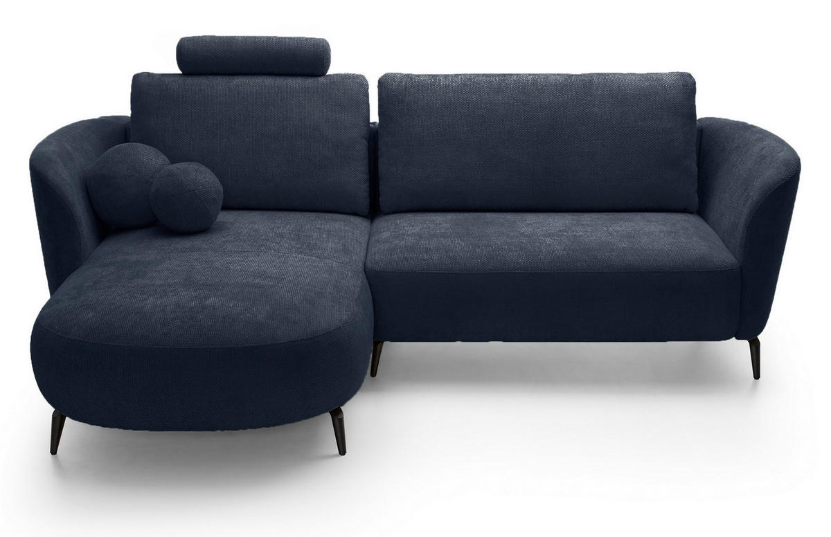 ECKSOFA auf Füßen Kendra 260 cm mit Schlaffunktion, Links, Dunkelblau - Dunkelblau, Holz (260/180cm) - Emporius