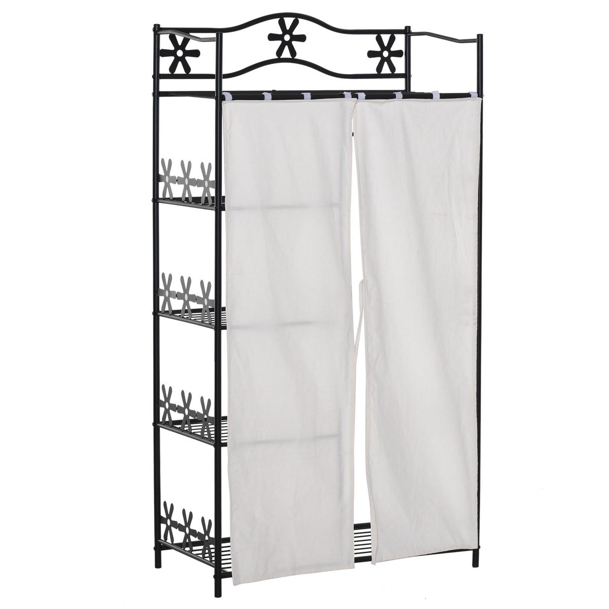 KLEIDERSCHRANK Schwarz 1 Stück - Schwarz, Metall (42/158.5/84cm) - GiPP
