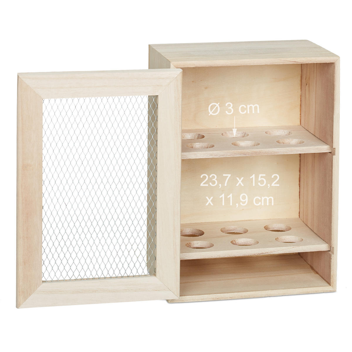 EIERSCHRANK - Beige, Holz/Metall (18/25/12cm) - Relaxdays