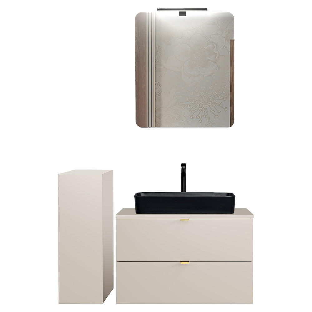 BADMÖBEL-SET 3-TLG. Durango-56 - Beige, Holzwerkstoff (125/200/47cm) - Lomado