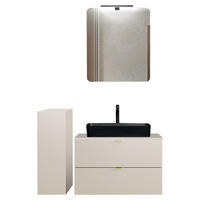 BADMÖBEL-SET 3-TLG. Durango-56 - Beige, Holzwerkstoff (125/200/47cm) - Lomado