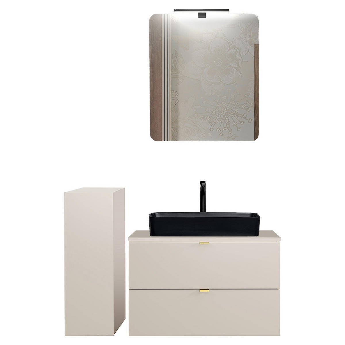 BADMÖBEL-SET 3-TLG. Durango-56 - Beige, Holzwerkstoff (125/200/47cm) - Lomado