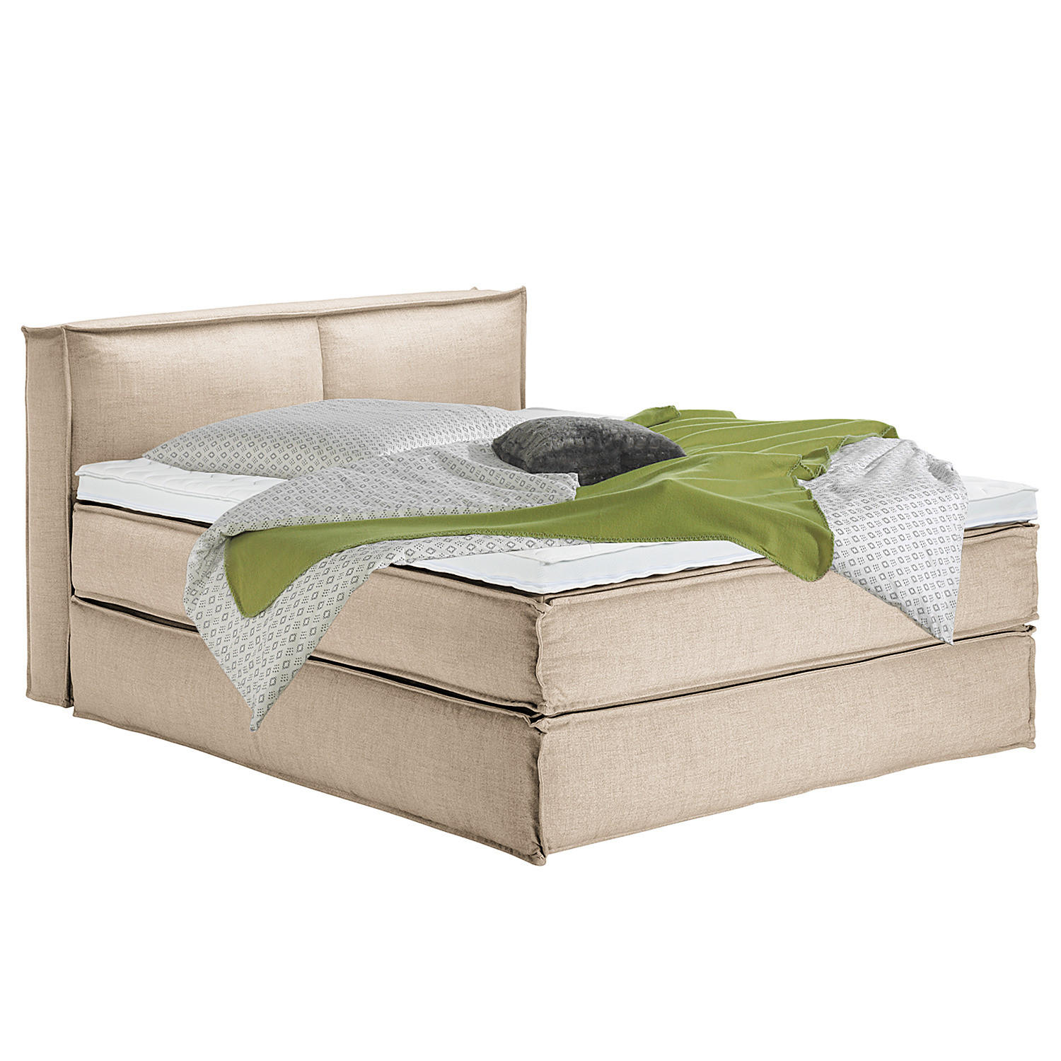 BOXSPRINGBETT mit Kopfteil - Premium - Beige, Textil (160/220cm) - home24