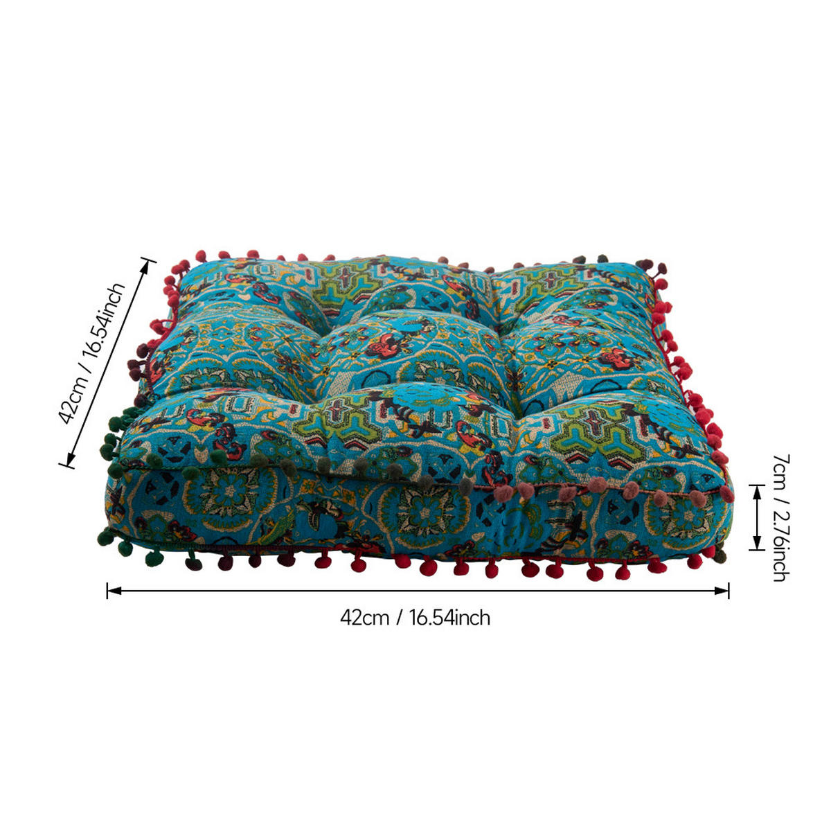 SITZKISSEN in Marokkanischer Stil Quadratisch aus Leinen-Baumwollstoff in blau Bequem & dekorativ 42 x 42 x 7 cm - Blau, Textil (42/42/7cm) - Livingandhome